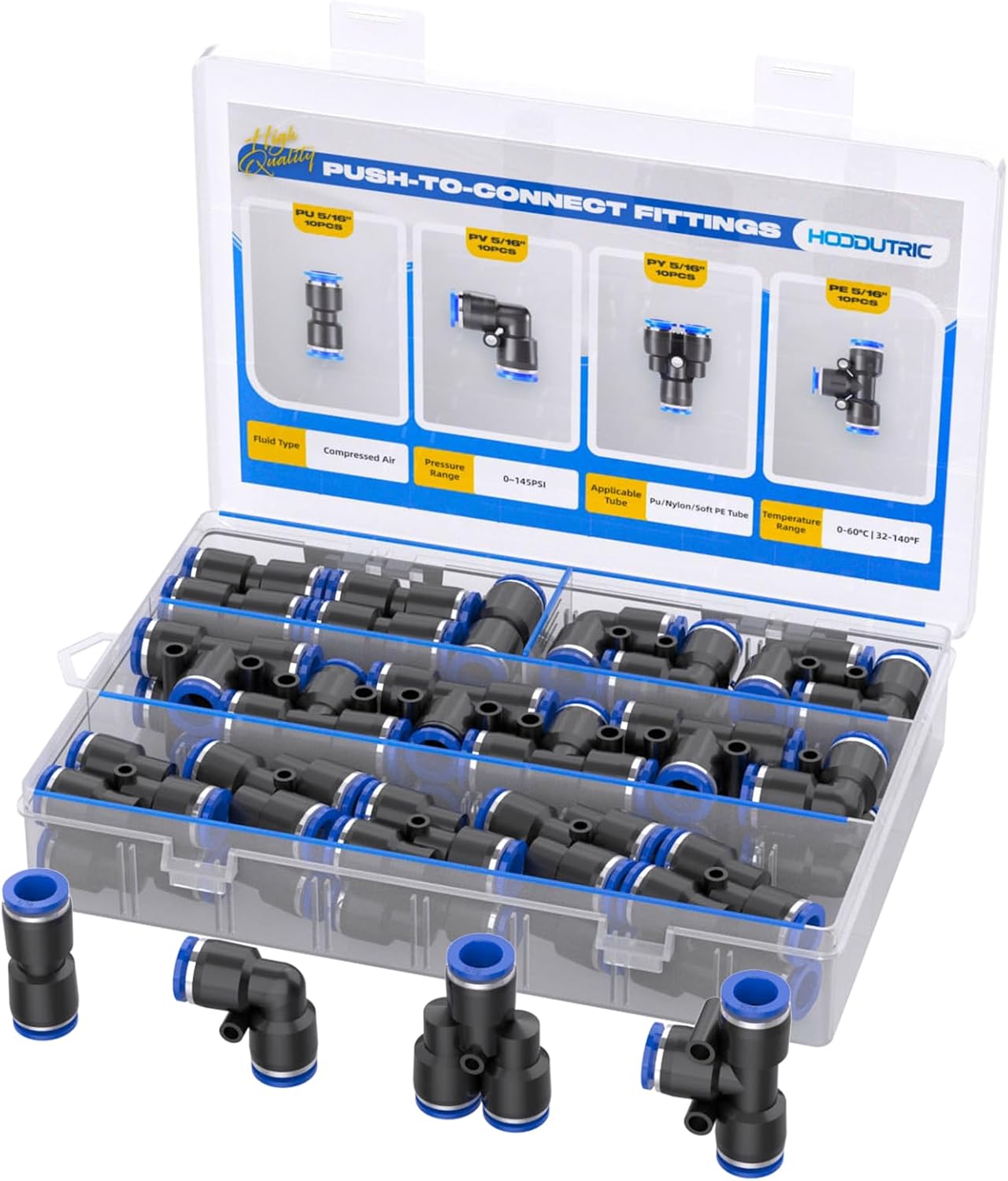 Hoodutric 40Pcs Quick Connect Air Hose Fittings Kit