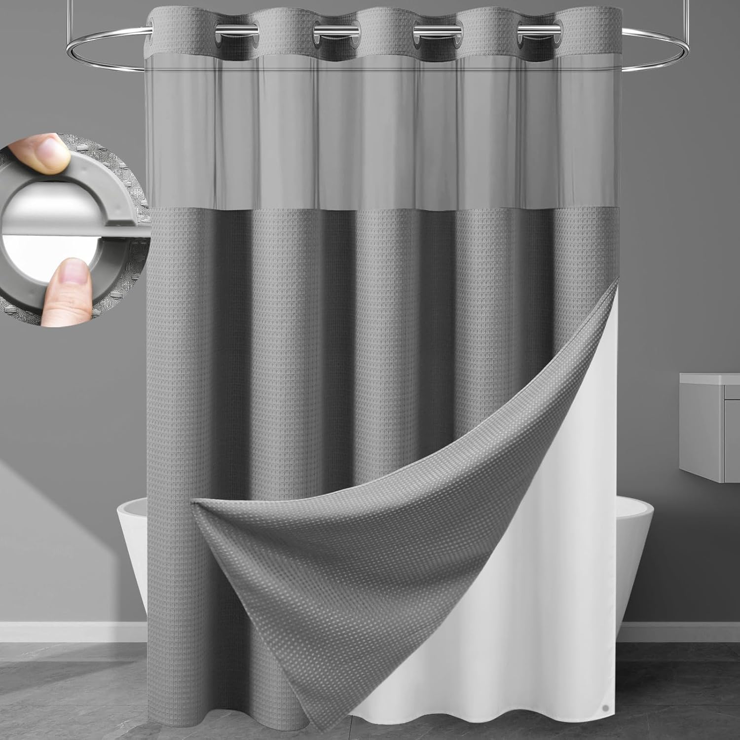 EUTXL 256GSM Heavyweight Waffle Weave Shower Curtain