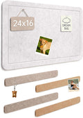 Small Felt Bulletin Board and 4 pcs Bar Strips Set, 24"X16" Cork Board Alternative with Removable Adhesive Tabs, 30 Push Pins for Office, Classroom, Bedroom, Walls Decorations - Oatmeal