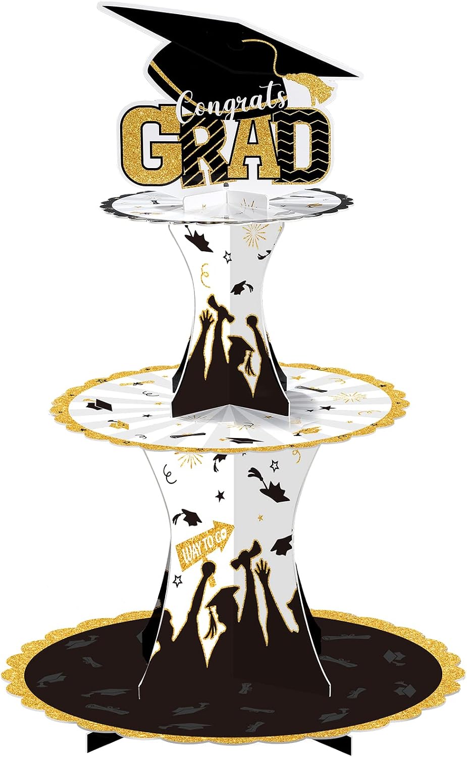 Nuenen Graduation Cupcake Holder Decoration 3 Tier Congrats Grad Party