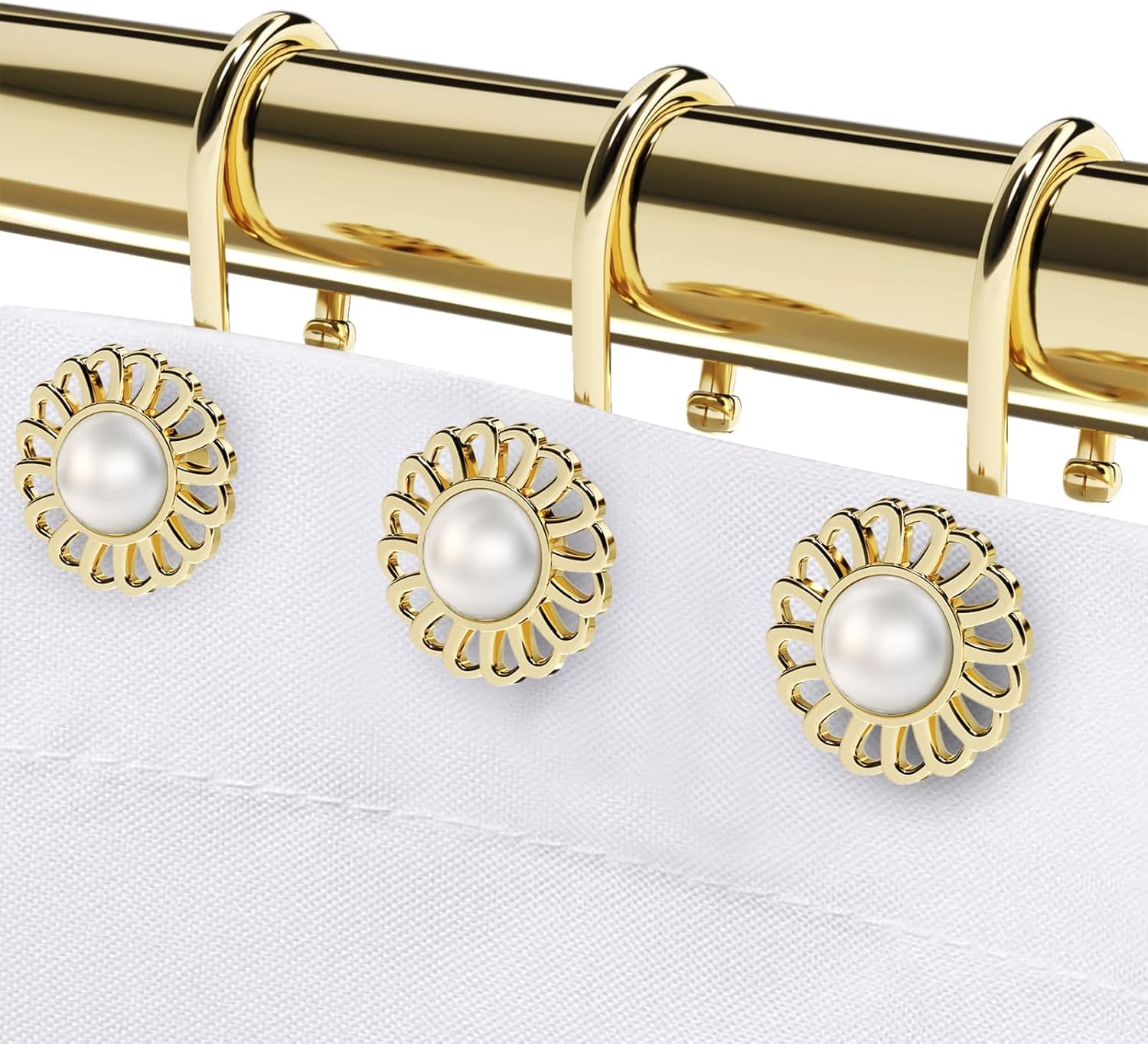 Gold Shower Curtain Hooks Rings, Decorative Shower Curtain Hangers