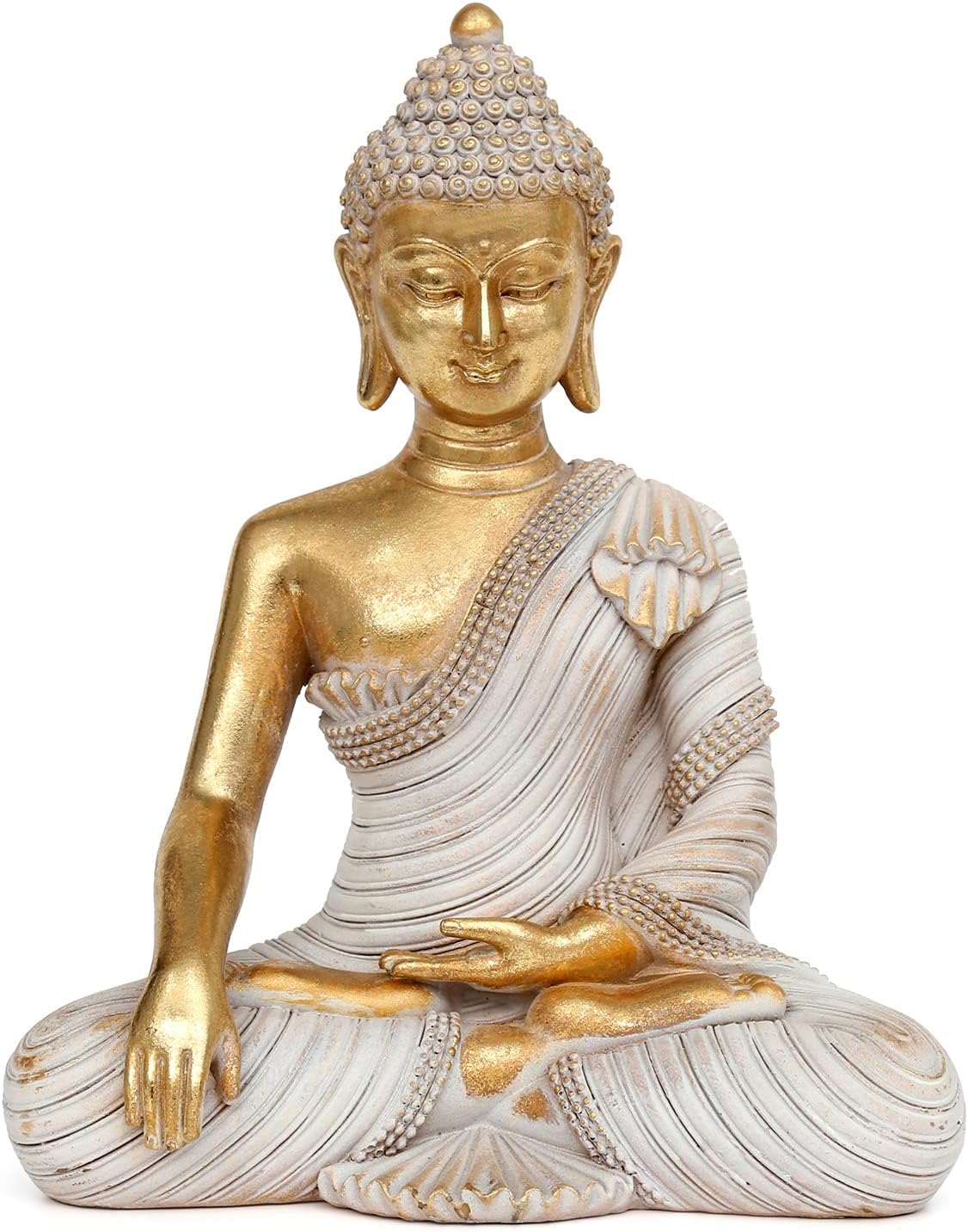Gold Buddha Statue 10.2'' - Large Indoor Buddha for Home Decor