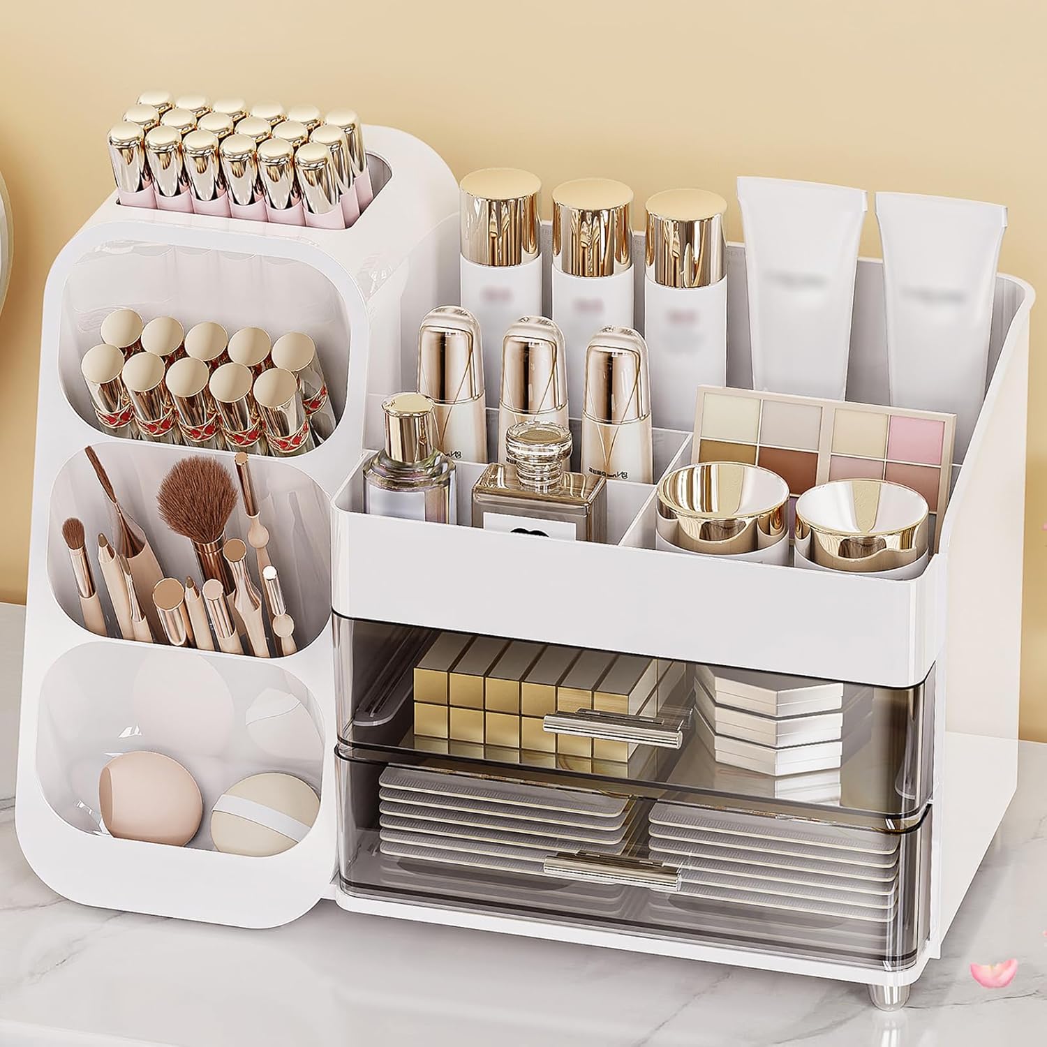 Anylady Large Capacity Makeup Organizer Countertop with Makeup Brush Holder for vanity
