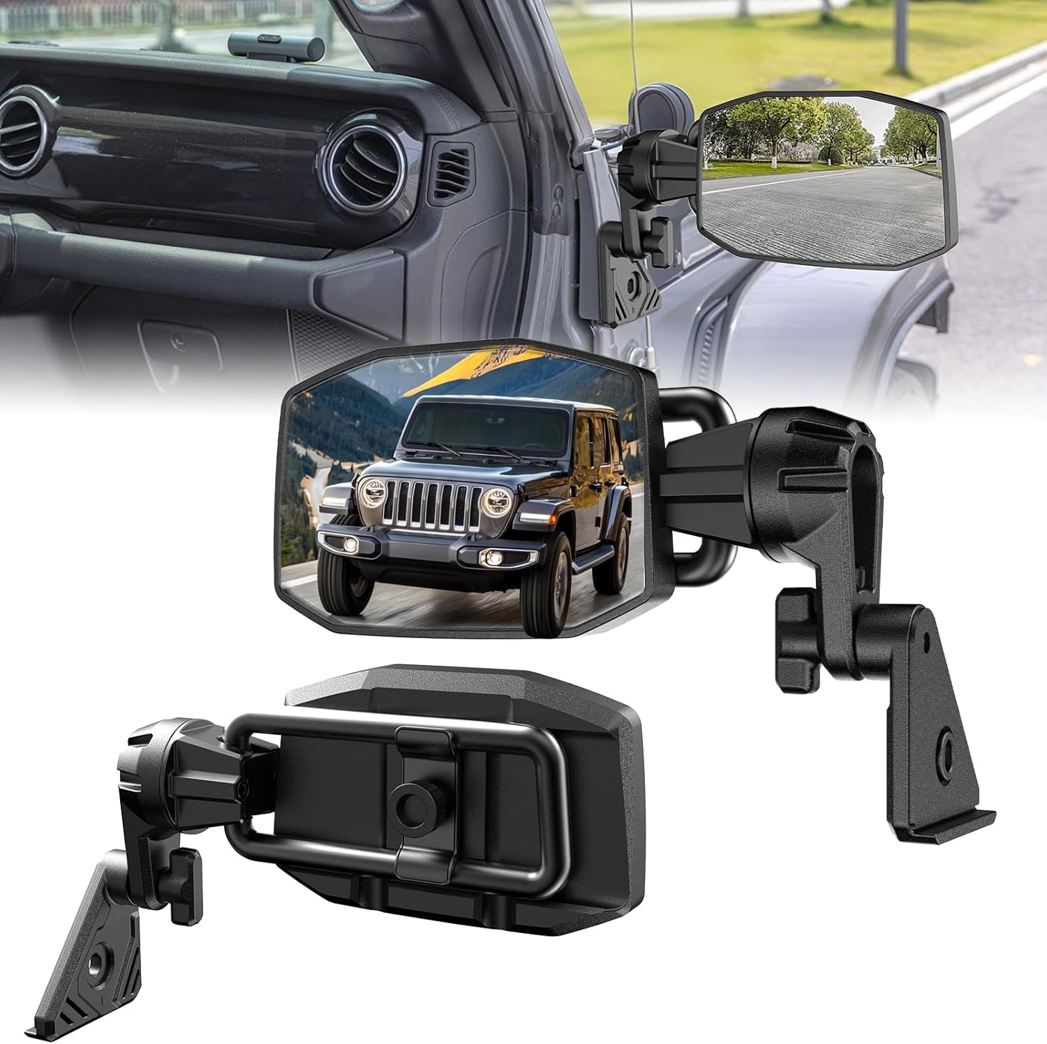 GEVINFA Mirrors Doors Off Compatible with Jeep Wrangler JL and Gladiator JT 2018-2026, 2026 New Launch Quick Release wrangler JL Mirrors No Wobble & Quick Removal Knob (Patented)