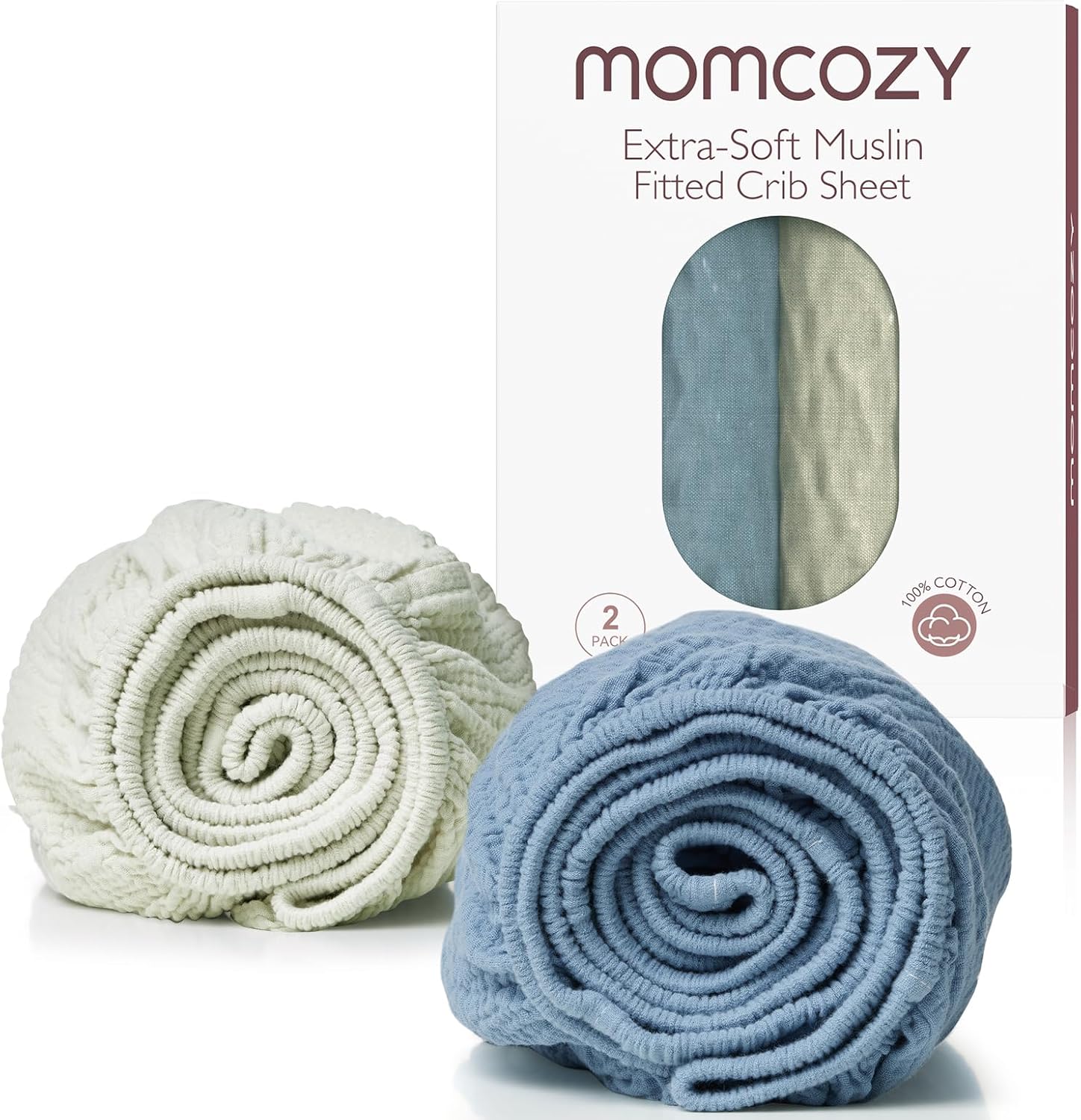 Momcozy Muslin Mini Crib Sheets Fitted - 38''x26'' Pack and Play Sheets for Pack N Play Mattress