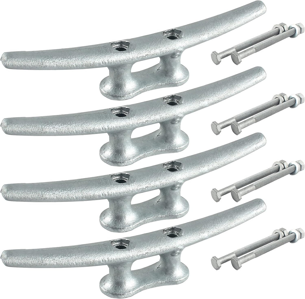 WTMORE Boat Cleats 8 inch, Hot Dipped Galvanized Cast Iron Dock Cleats, Boat Dock Cleats, Rope Cleats, Ideal for Boat Deck, Yacht, Kayak, Dock or Home Decoration, Hardware Included (4 Pack)