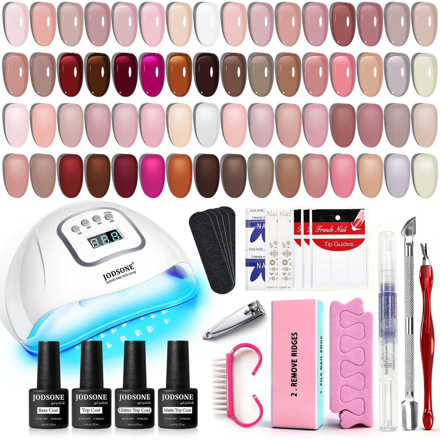36Pcs Jelly Gel Nail Polish Kit 32 Colors with U V Light Crystal Transparent Classic Color 4 Functional Gel for All Seasons