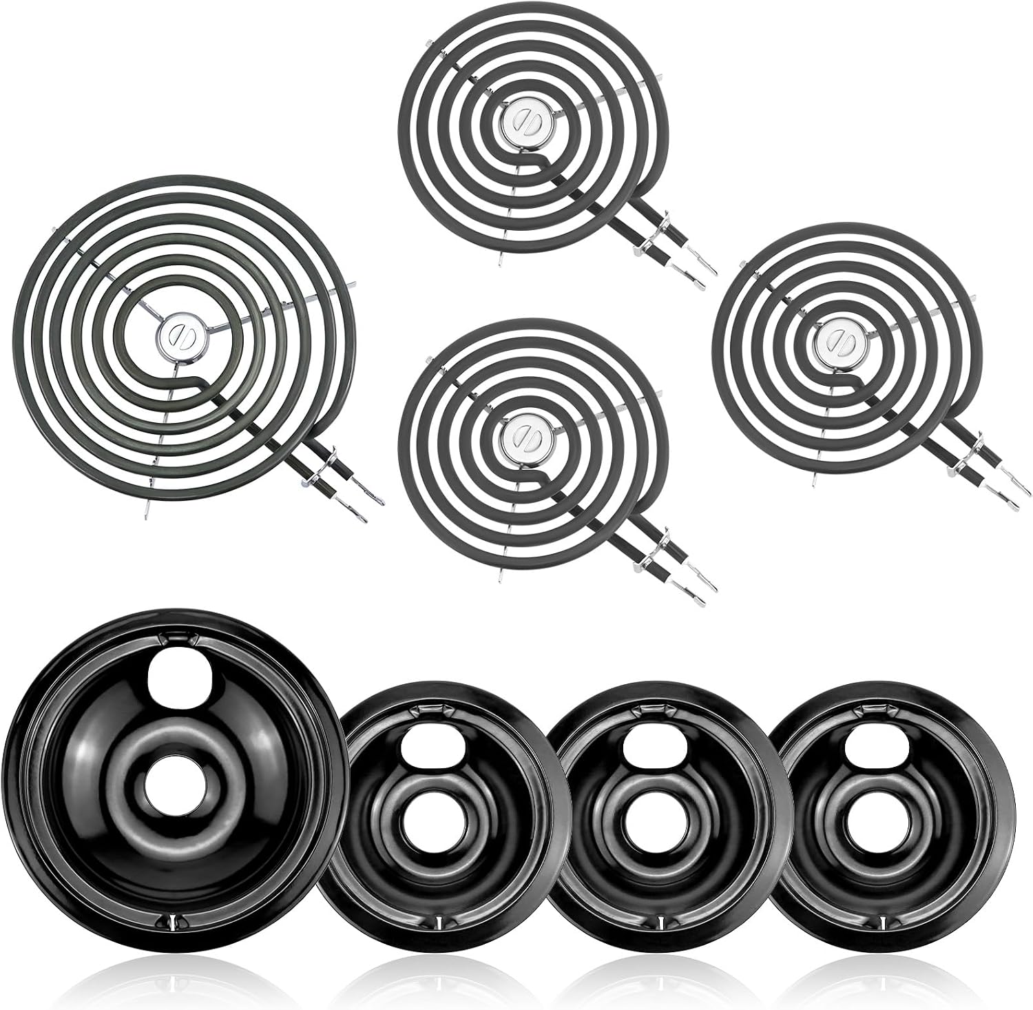 Electric Stove Burner Drip Pans WB31M19) WB31M20 Electric Stove Top Burner Replacement WB30M1(6") WB30M2(8") Compatible for G-E Hot-point Ken-more General Electric Stove Parts by MIFLUS