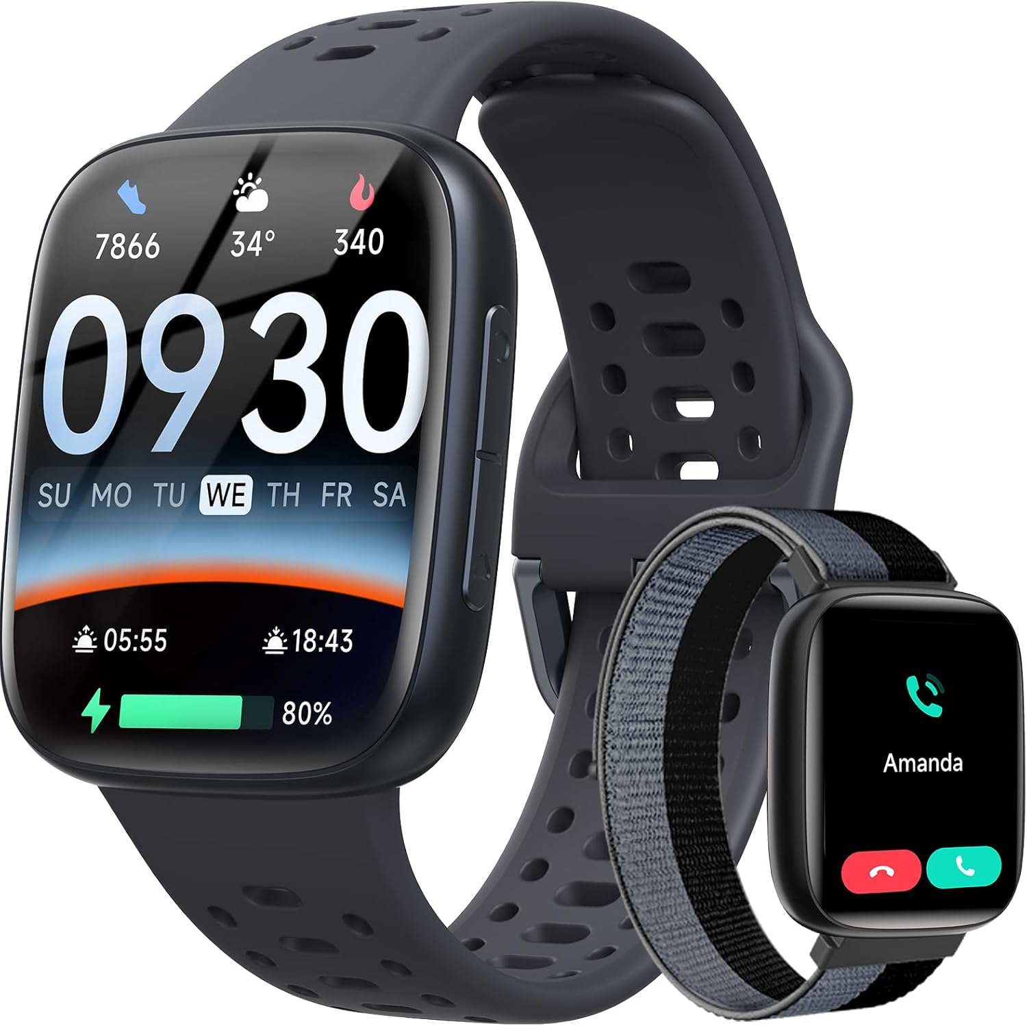 Smart Watches for Men Android iPhone (2 Bands)