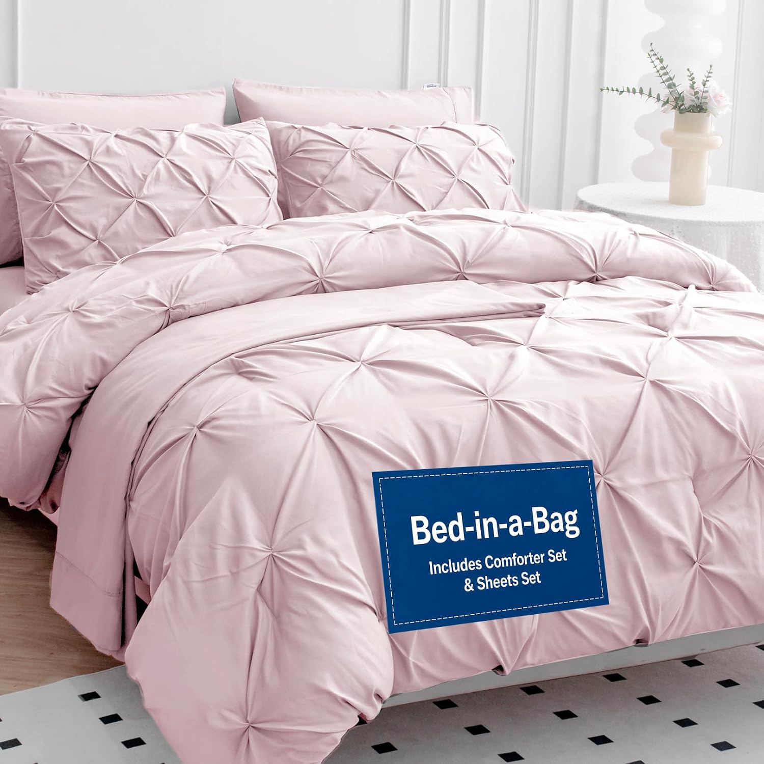 LANE LINEN Pink Full Comforter Set