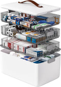 funest 4- Tier Medicine Storage Box Organizer Portable First Aid kit Box Sewing, Art, Craft with Handle, Multipurpose Medical Supply Organizer with Removable Tray