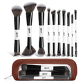 NEONIQ 10 PCS Travel Makeup Brush Set With Bag, Makeup Brushes, Double-End Multi-functional Brushes for Foundation Powder Blush Eyeliner Eyeshadows, Professional Face Brush Set White