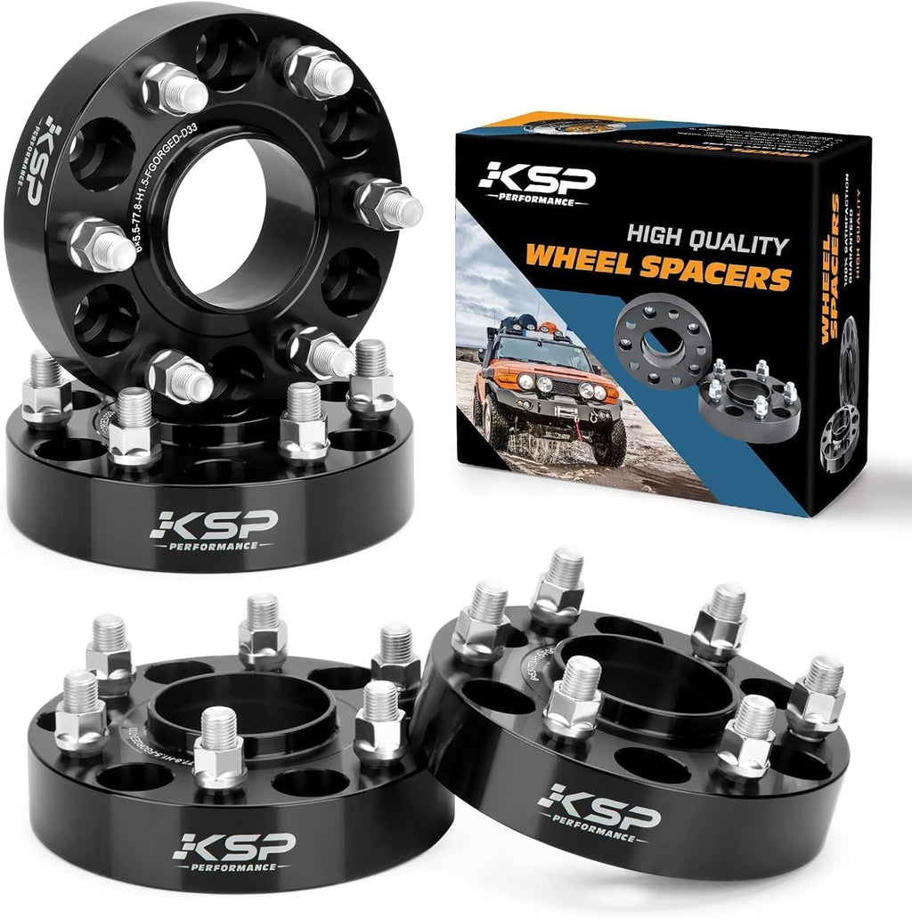 KSP 1.5in Wheel Spacers for Ram 1500 2019-2026, 38mm 6x5.5 Hubcentric Tire Spacer with 77.8mm Hub Bore M14x1.5 Lug Studs Fit Jeep Grand Wagoneer 2021-2026, 4pcs 6x139.7 Forged Spacer for 6 Lug Truck