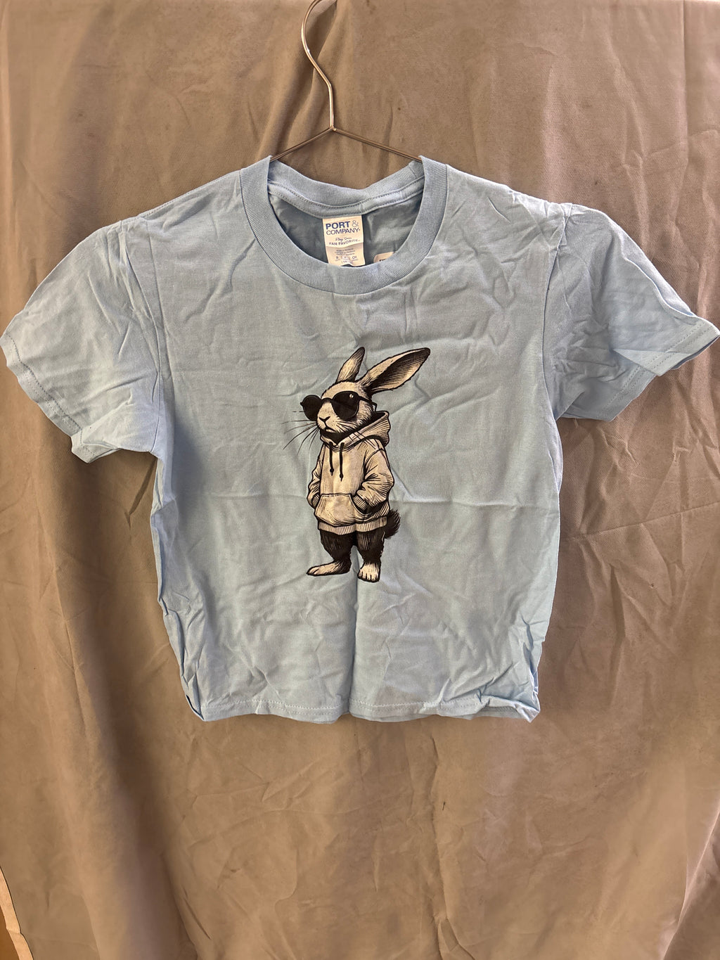 Bunny wearing a hoddie tshirt