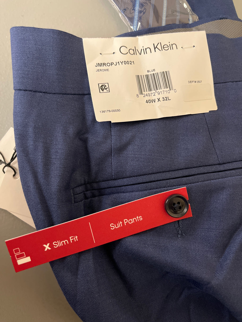 Calvin Klein slim fit suit pants with tie