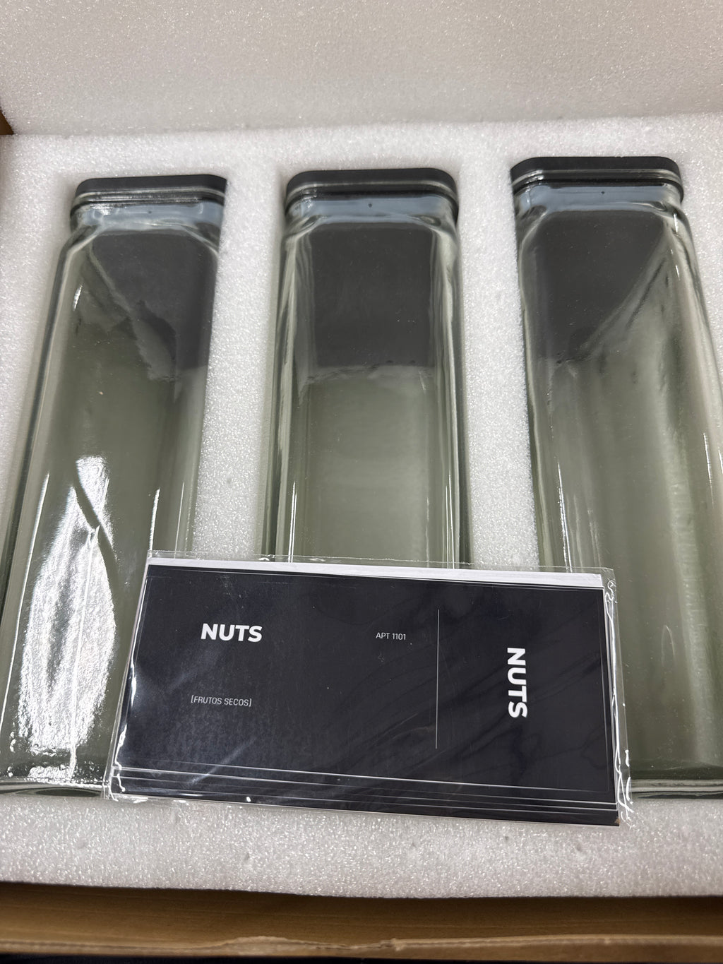 APT 1101 Glass Storage Jars with Bamboo Lid, glass canisters with airtight lids, Clear jars with lids for Spice, Cookie, Candy, Tea, Coffee Bean and Rice (Black, 67 oz, Set of 3)