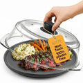 Microwave Tall Glass Plate Cover | Splatter Guard Lid with Easy Grip Silicone Handle Knob | 100% Food Grade | BPA Free and Dishwasher Safe | 10 Inch (Black-)