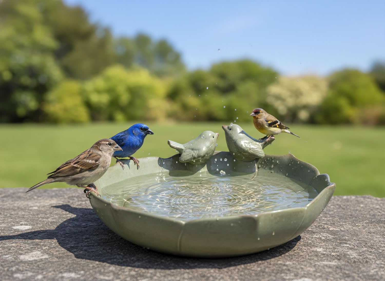 Ceramic Bird Bath Bowl 10 inches