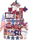 Seeloowy 25 Pcs 4th of July Tiered Tray Decor Set Patriotic Table Decorations