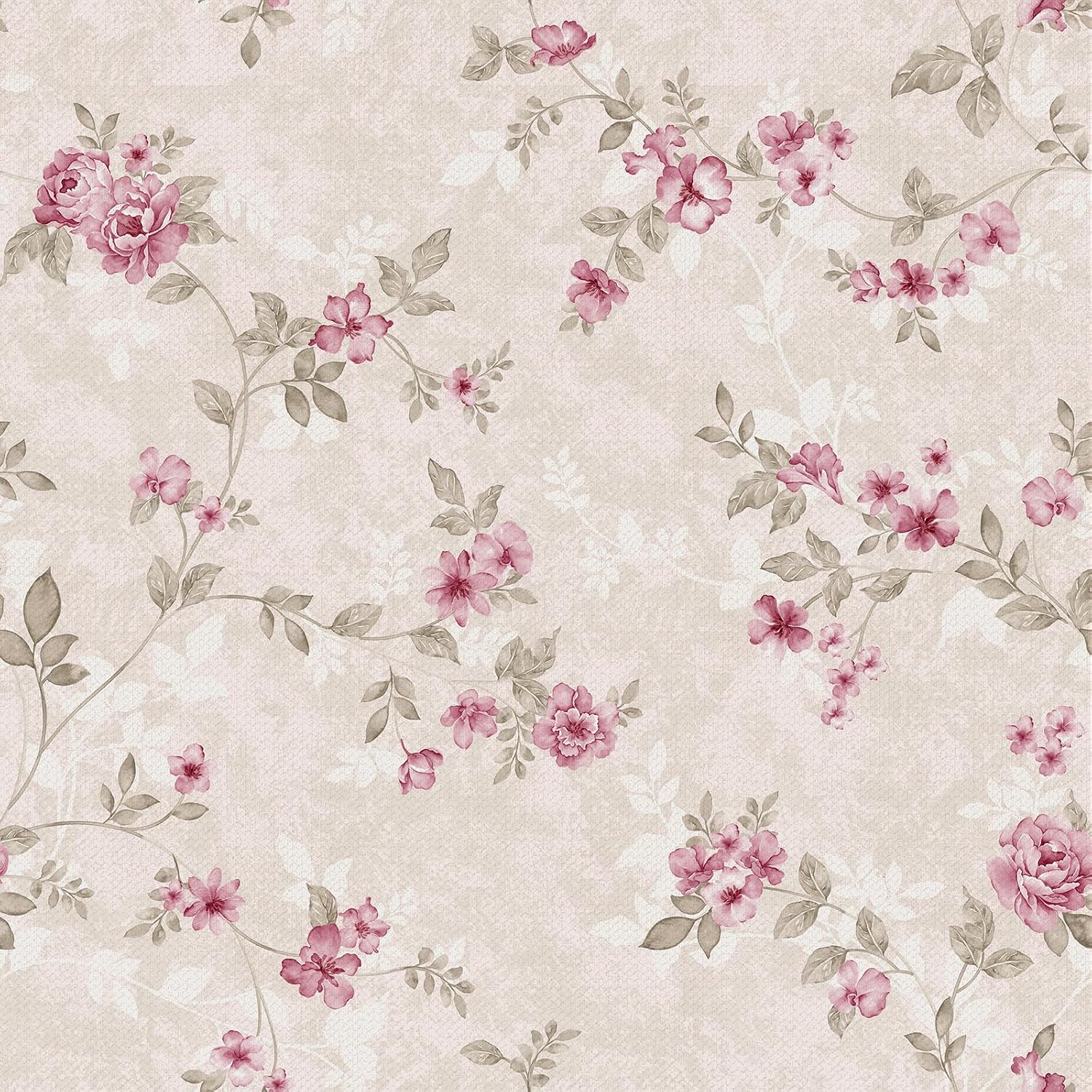 Cottage Cream Pink Floral Wallpaper Vintage Floral Peel and Stick Wallpaper for Girls Bedroom Bathroom 17.7''x354'' Prepasted Flower Wall Paper Self Adhesive Contact Paper for Cabinets Walls