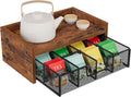 Tea Bag Organizer, Tea Bag Holder with Drawer, Wood Tea Box Organizers and Storage Chest, Tea Station Chest Display for Countertop Kitchen, Office