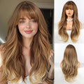 HAIRCUBE Long Ombre Brown Wig with Bangs