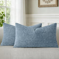 A Moment Blue Chenille Throw Pillow Covers.