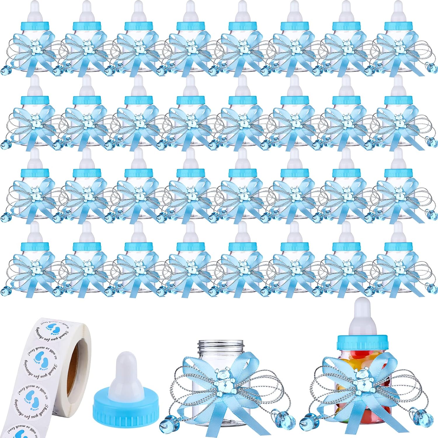 62 Pcs 3.5 Inch Baby Mini Milk Bottle Baby Shower Favor)