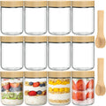 12 Pack 16oz Glass Jars with Bamboo Lids, Spoons, Airtight Overnight Oats Containers.