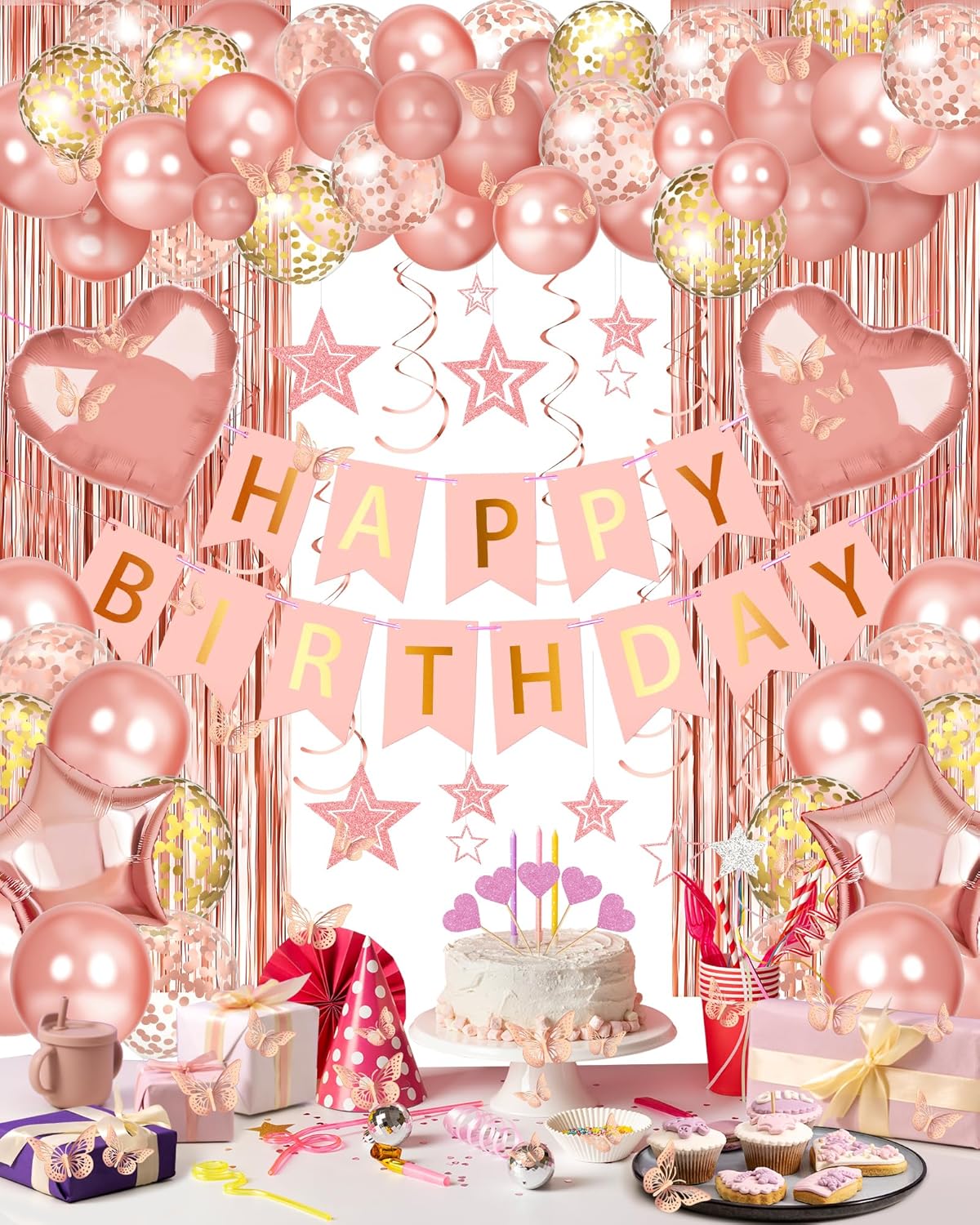 Lutoys Rose Gold Happy Birthday Party Decorations