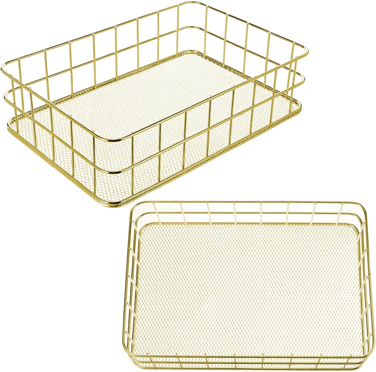 Gold Metal Storage Basket Organizers (2 pack)