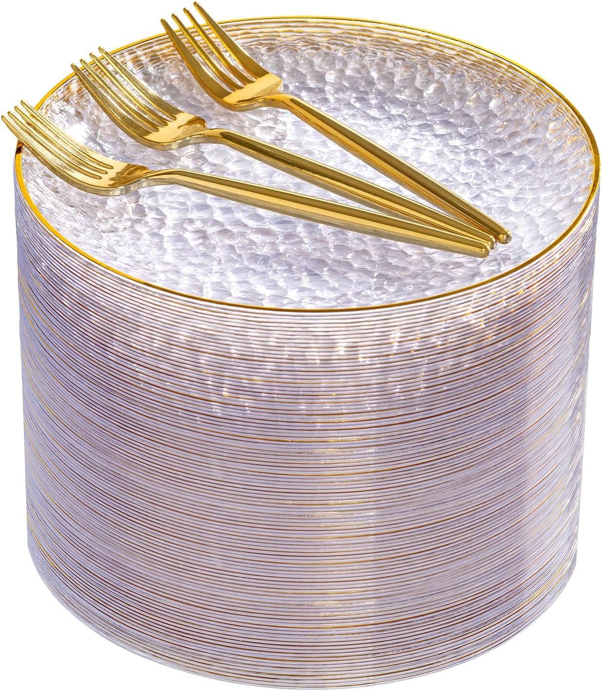 DaYammi 240Pcs Gold Plastic Plates Including 120Pcs Dessert Plates