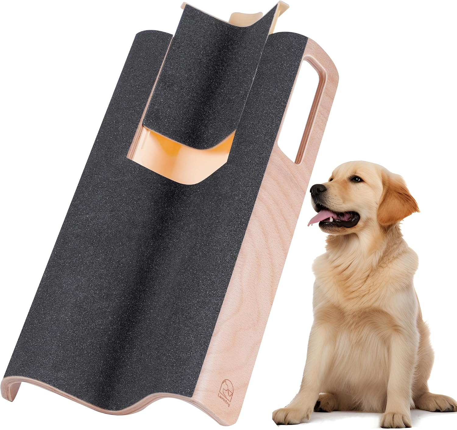 LovIntry M-Shaped Dog Scratch Pad for Nails with Treat Box