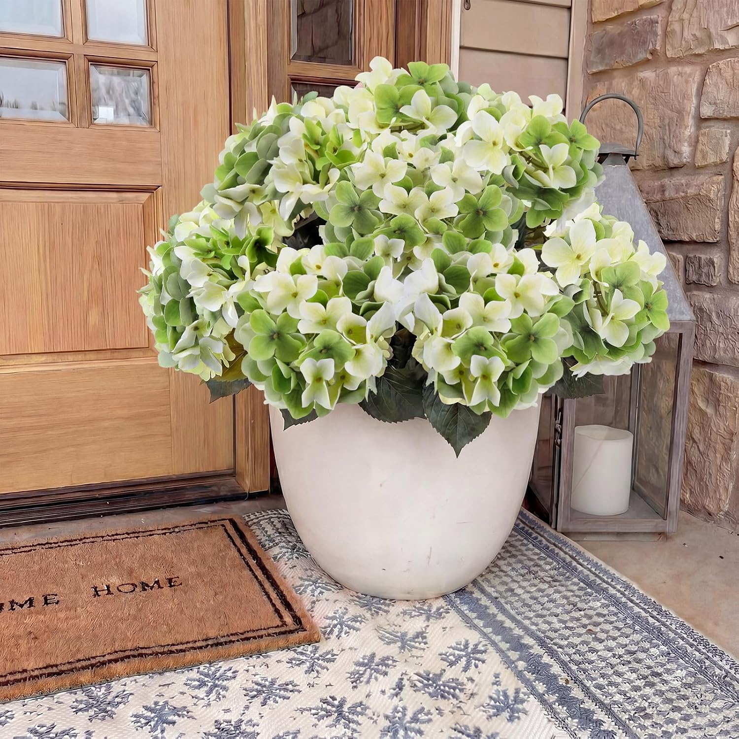Janinka 2 Pcs Light Green Outdoor Artificial Hydrangea Stem