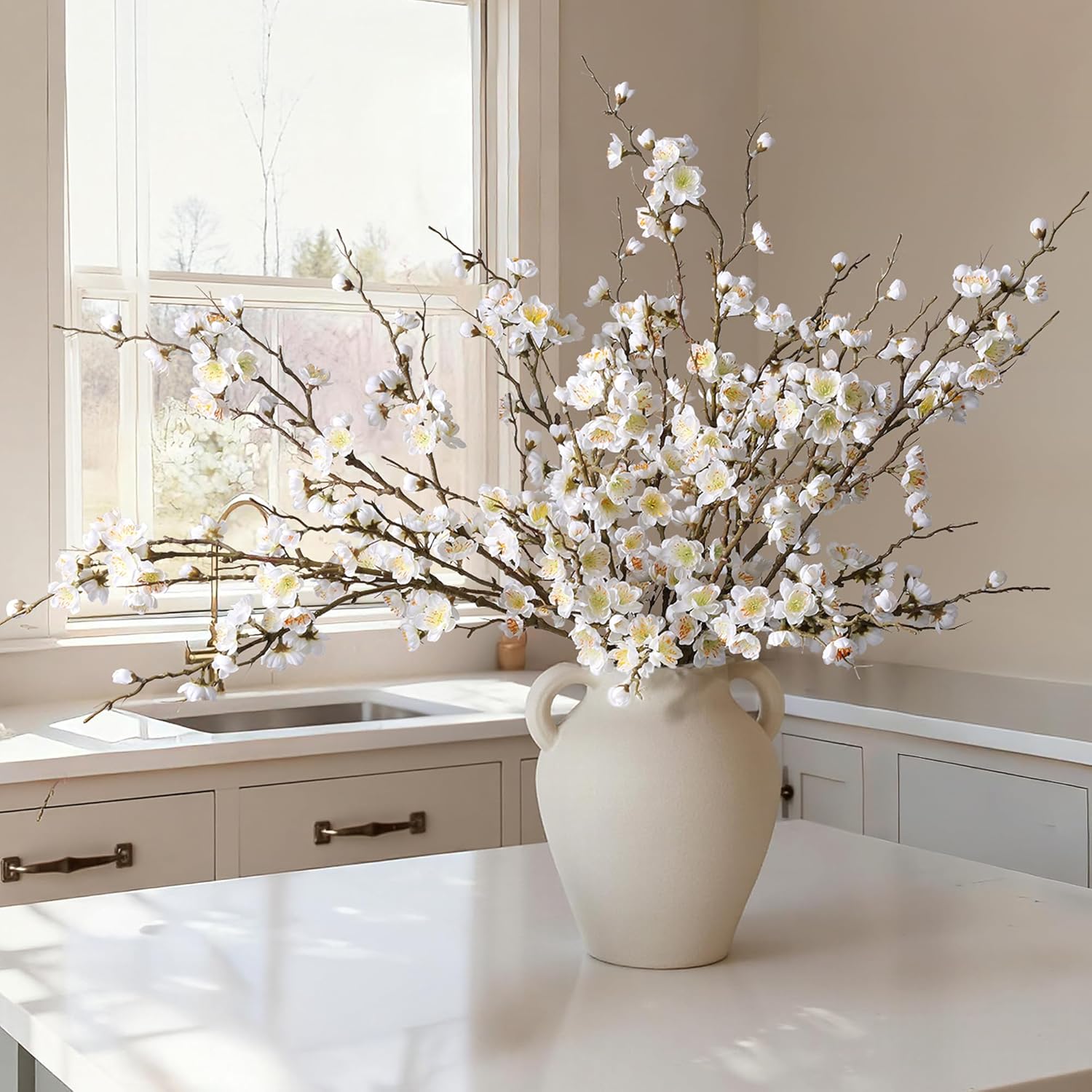 florisso 6 PCS Artificial Cherry Blossom Branches