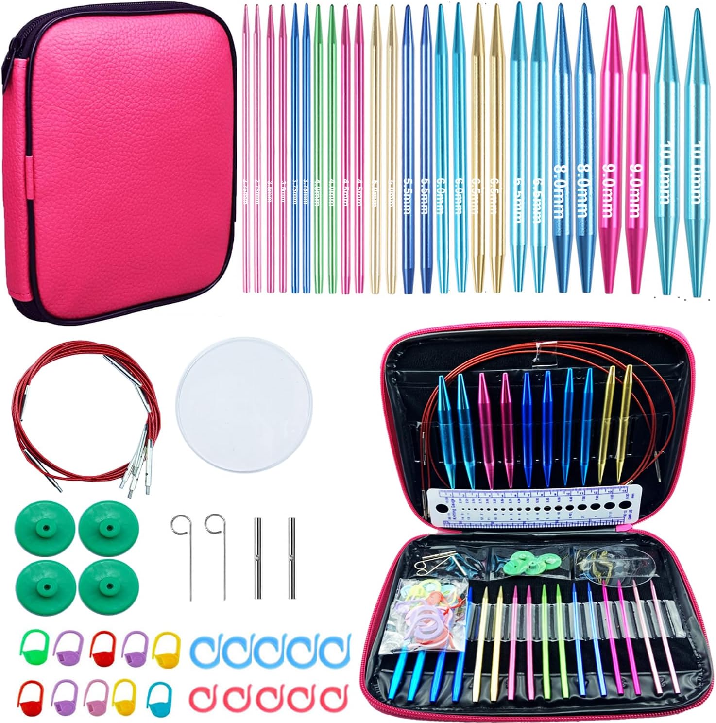 W 60pcs Interchangeable Circular Knitting Needles Set