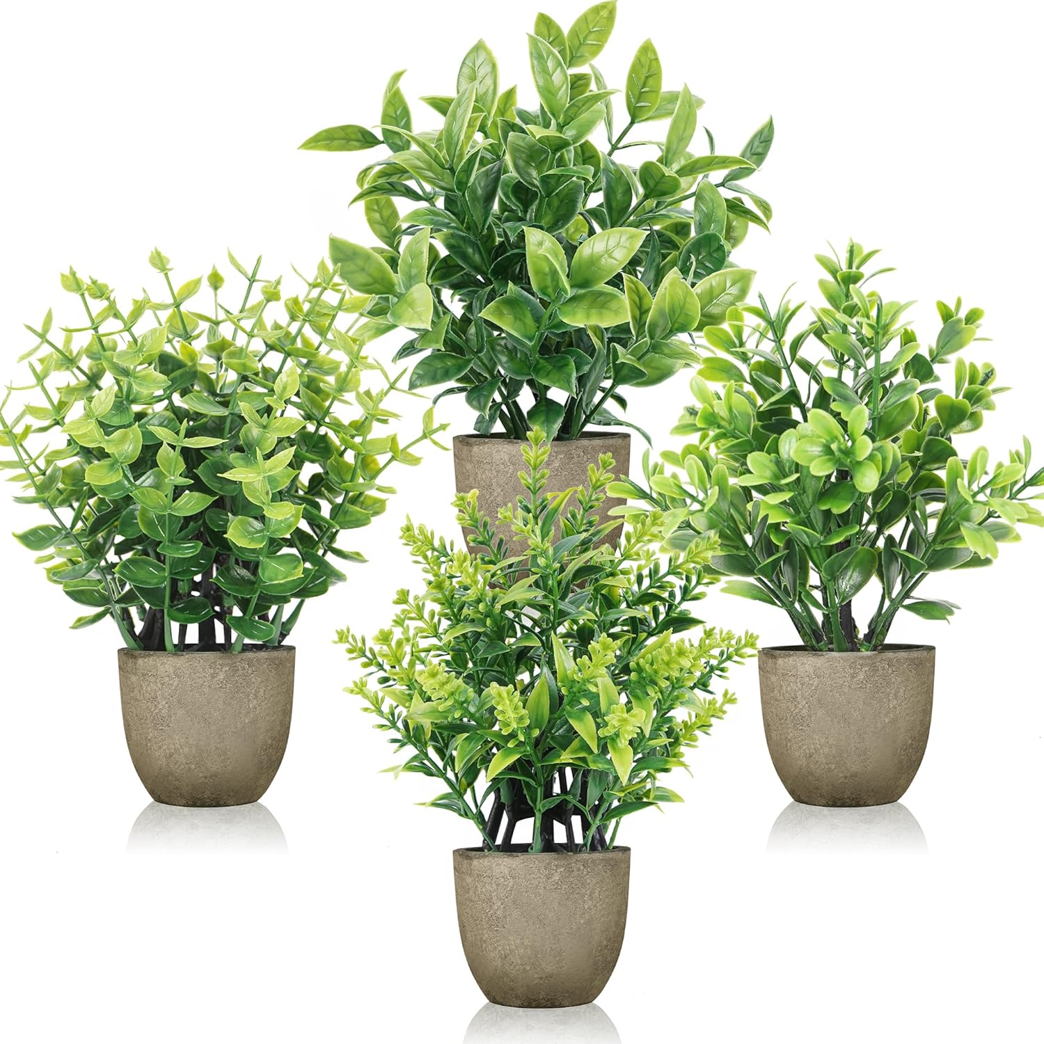 Der Rose 4 Pack Mini Artificial Plants Indoor in Pots Mixed Fake Plants Greenery set