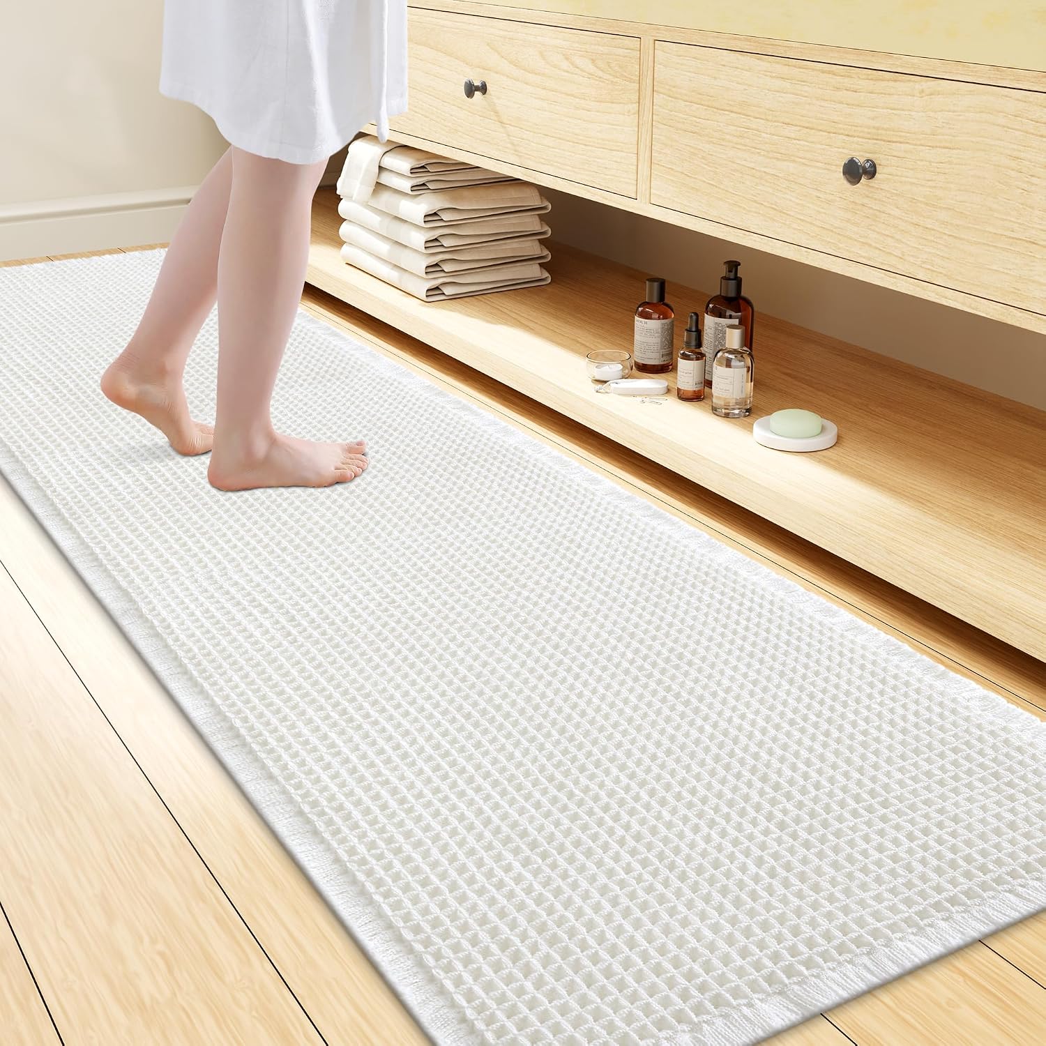 Waffle Bath Mat 72x24, Extra Soft Absorbent Bathroom Rugs