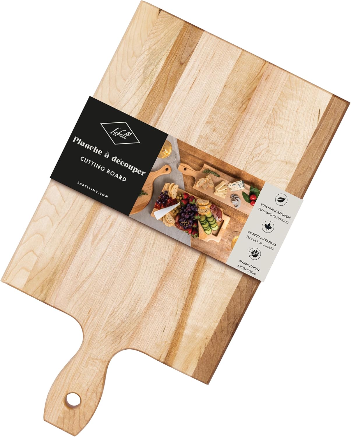 LABELL Reversible Canadian Maple Wooden Cutting Board with Handle