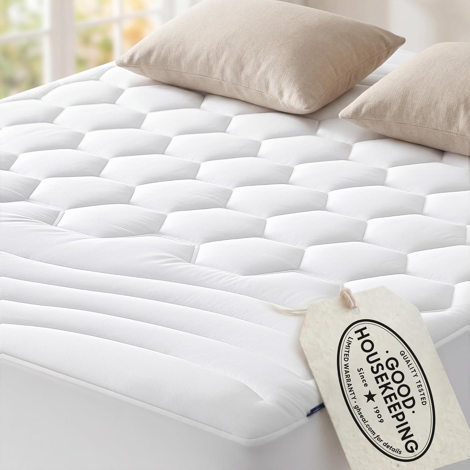 Bedsure King Mattress Pad - Quilted Fitted Mattress Topper Protector