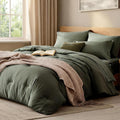 WRENSONGE Twin XL Comforter Set- 5 Pieces Olive Green