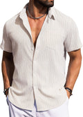 2XLSailwind Men's Casual Button Down Shirts Short Sleeve Striped Beach Summer Vacation Shirt with Pocket