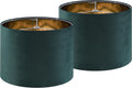 Green Velvet Lampshades Set of 2 Medium Drum Lamp Shade