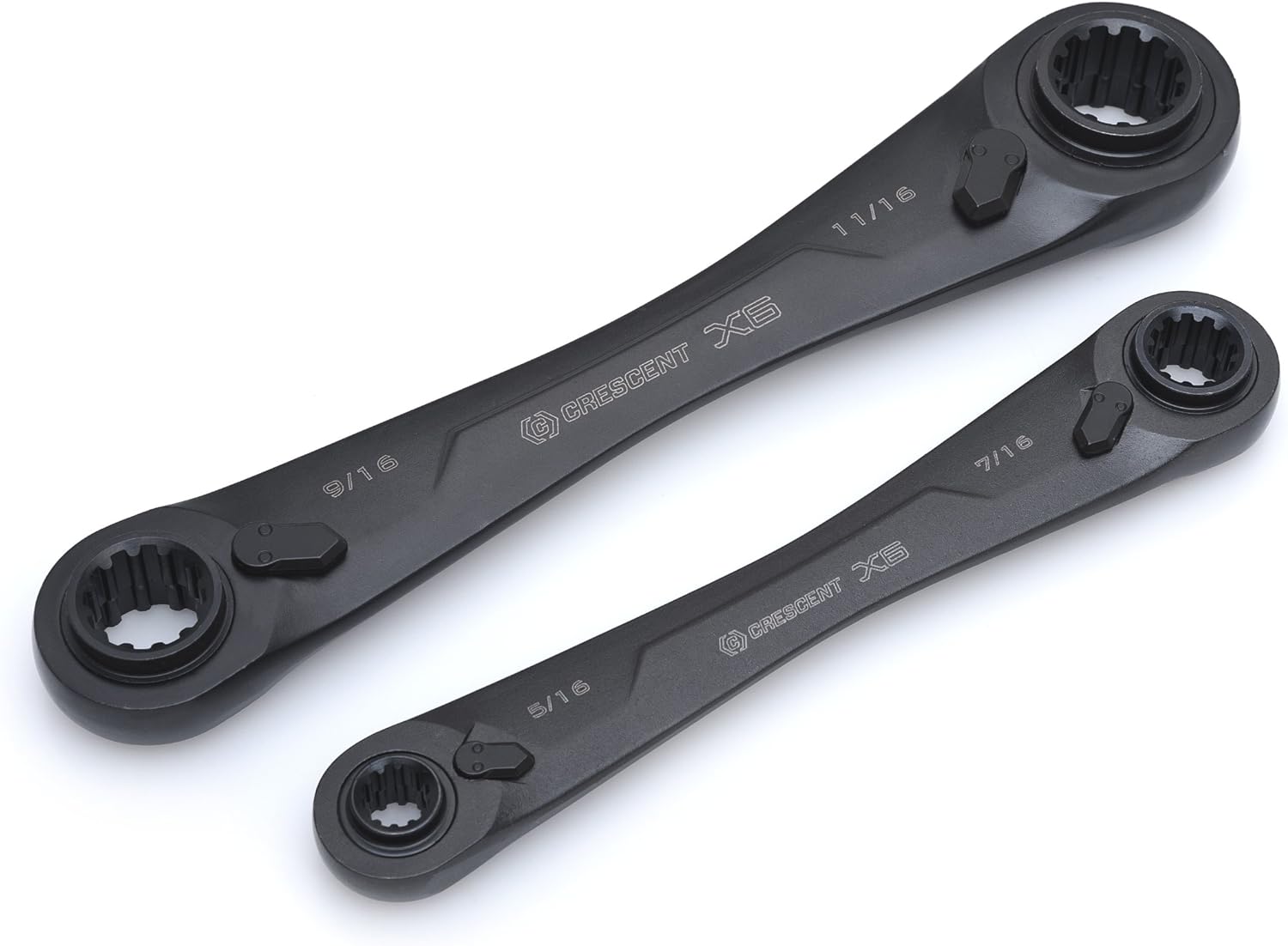 Crescent 2 Piece„¢ 4-in-1 Black Oxide Spline Ratcheting SAE Wrench Set - CX6DBS2