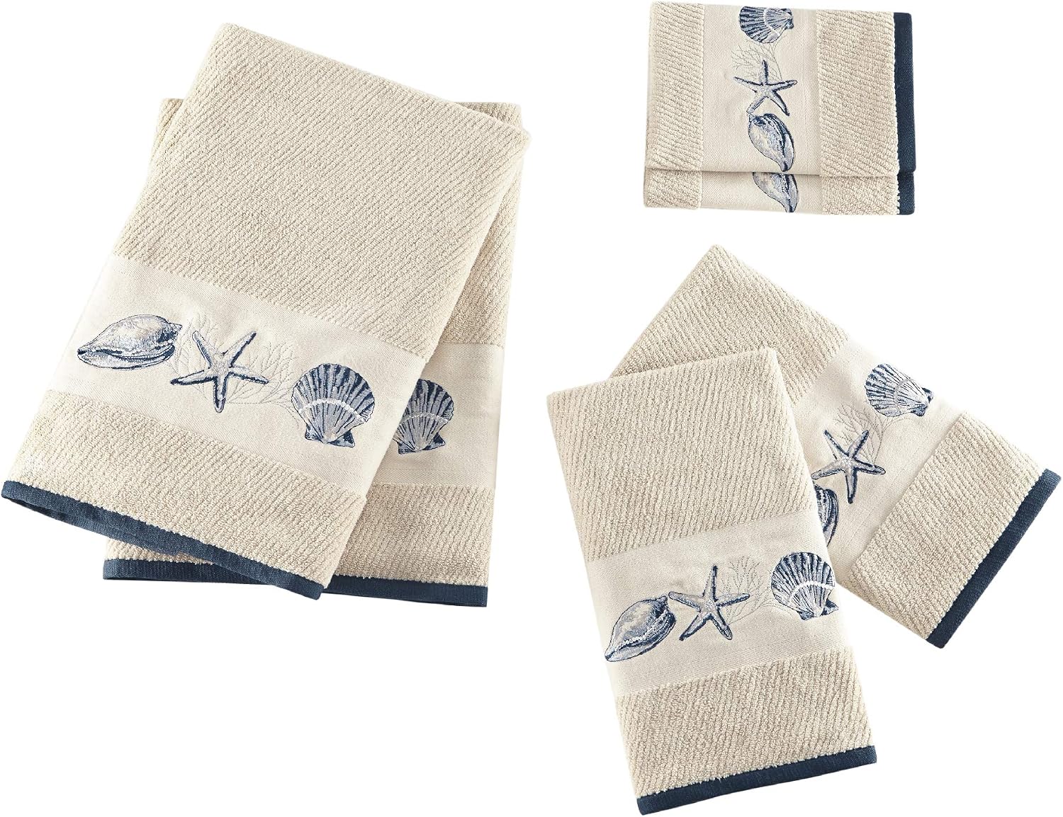 Madison Park Embroidered Cotton Jacquard 6 Piece Towel Set, Blue