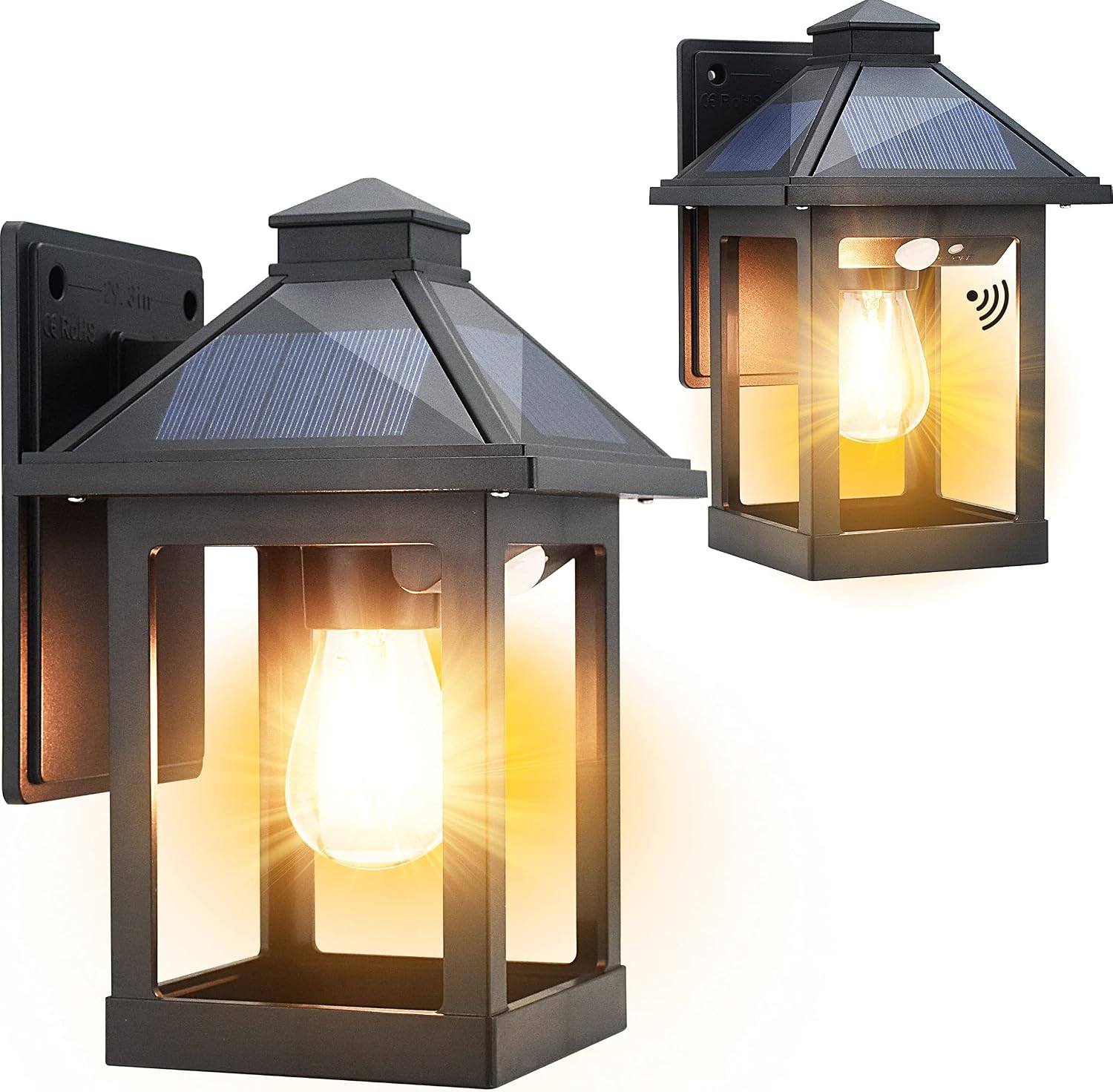2-Pack Solar Outdoor Wall Lanterns.