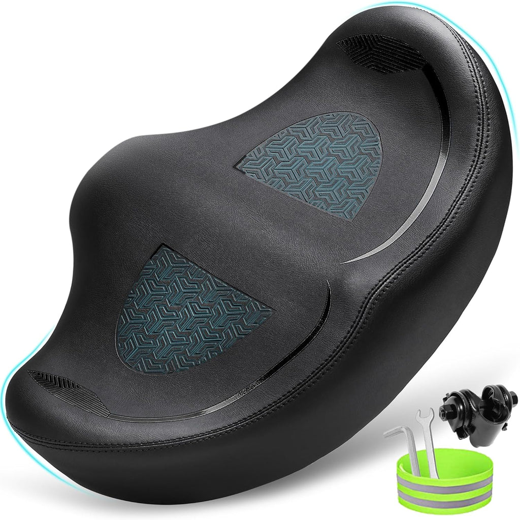 CDYWD Noseless Oversized Bike Seat for Men Women Comfort, Extra Wide Padded Bicycle Seat Cushion, Large Comfortable Bike Saddle for Peloton, Stationary Exercise Bike, Beach Cruiser, City Bike, Ebike (Copy)