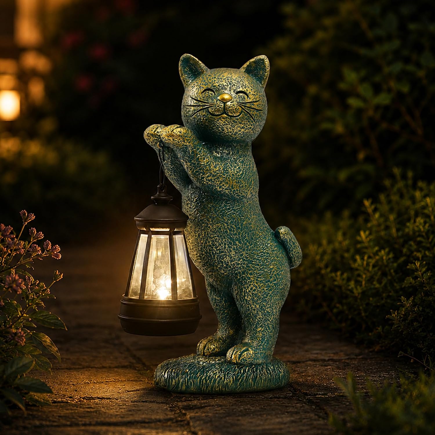 Solar Cat Outdoor Statue.