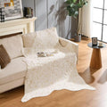Premium Faux Fur Cowhide Rug,Large Carpet Non-Slip Cow Print Rugs,Suitable for Bedroom Living Room Western Decor,Faux Fur Animal Cow Hide Carpet-White and Gold-4.7 * 5.2FT(55 * 62inch)