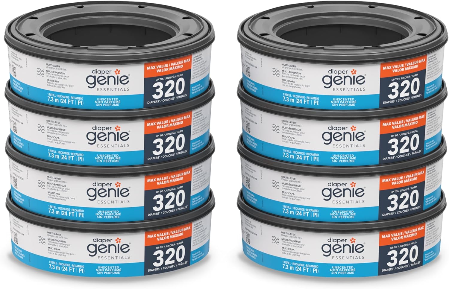 Diaper Genie Essentials Round Refill 8-Pack |
